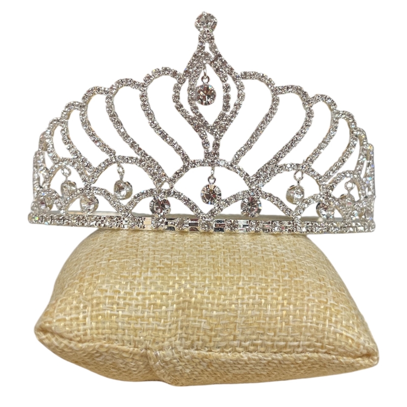 60509 SILVER RHINESTONE PRINCESS DANGLE TIARA