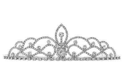 60511 SILVER CENTERED TEARDROP WAVES TIARA