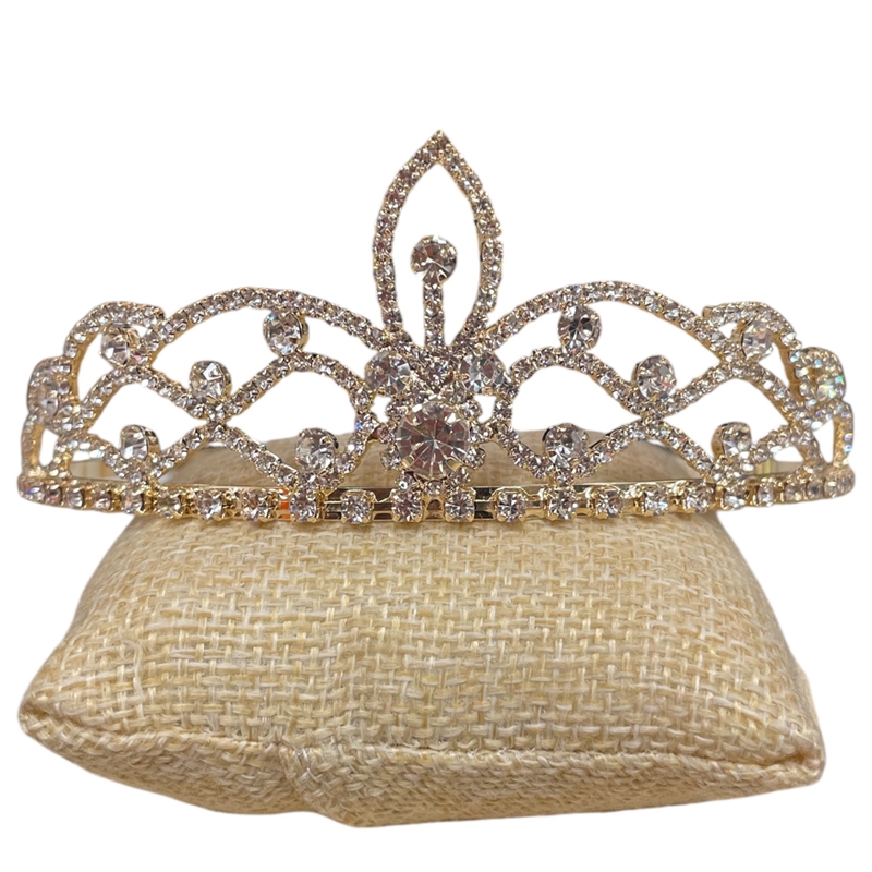 60511 GOLD SHORT CENTERED TEARDROP WAVES TIARA