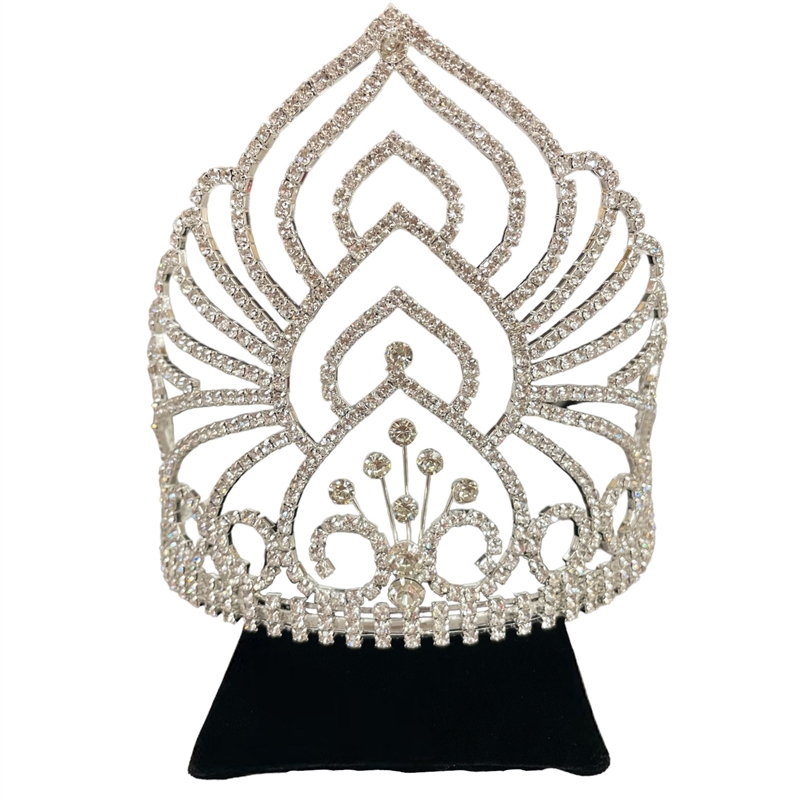 60559 RHINESTONE ELEGANT BLOOM TALL TIARA/CROWN