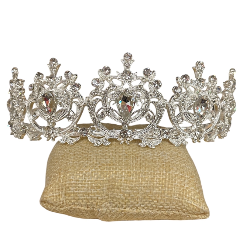 60624 SILVER CLEAR RHINESTONE FLORAL TIARA