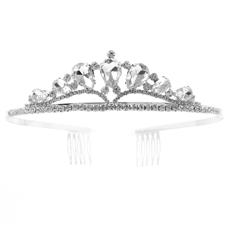 60657 SILVER SHORT PLAIN TEARDROPS TIARA