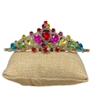 60658L GOLD MULTICOLOR RHINESTONE SHORT TIARA