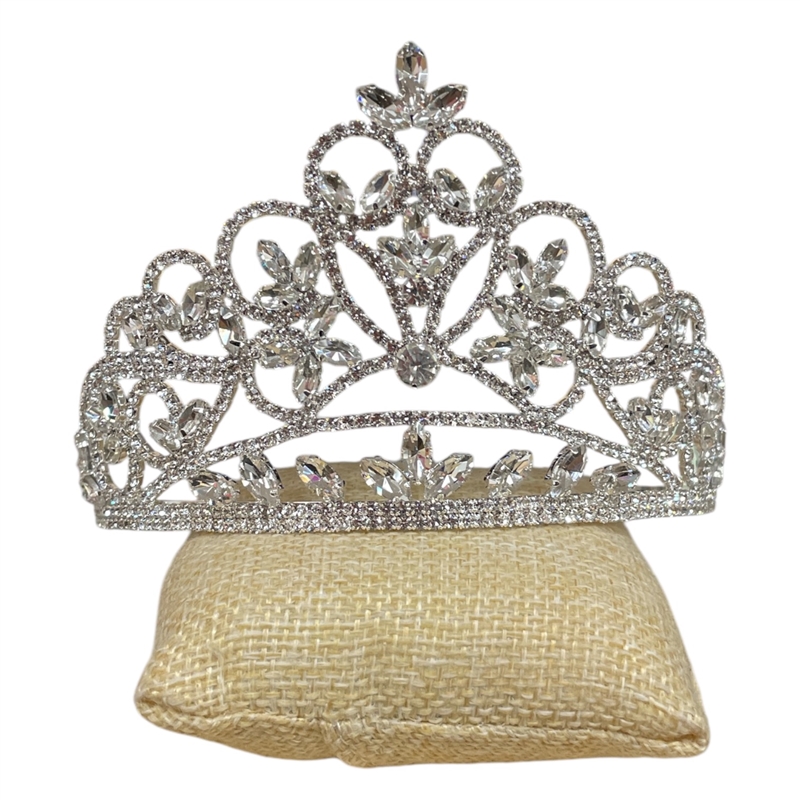 60687 MEDIUM RHINESTONE SWIRLS SILVER TIARA