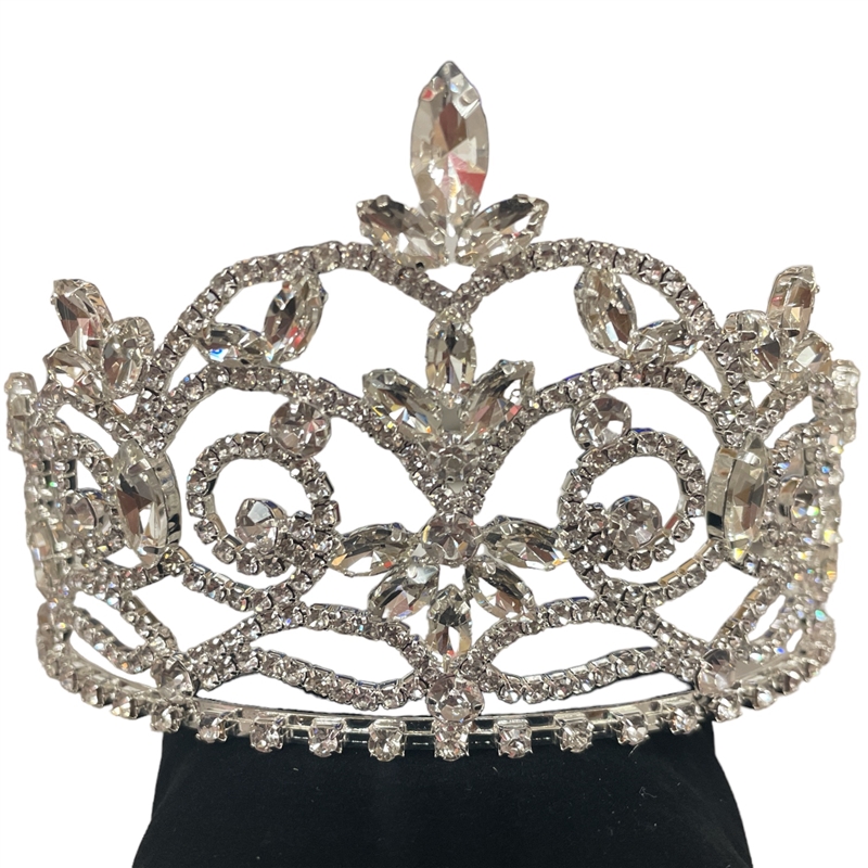 60692  MEDIUM SIZE SILVER CLEAR RHINESTONE TIARA