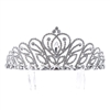 60694 SILVER RHINSTONE BLOOM CENTER CRYSTAL TIARA