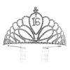 60712 SILVER RHINESTONE TEARDROP SWEET 16TH TIARA