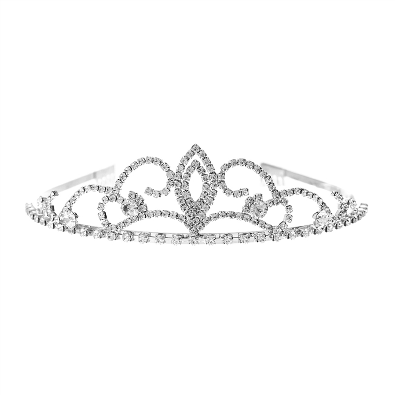 60715 SILVER SHORT CENTERED TEARDROP TIARA