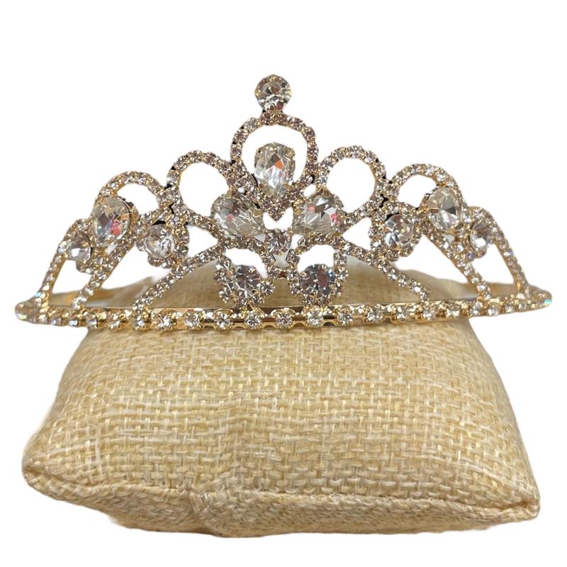 60717  GOLD SHORT RHINESTONE TIARA