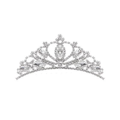 60725 SILVER RHINESTONE HEART SMALL TIARA COMB