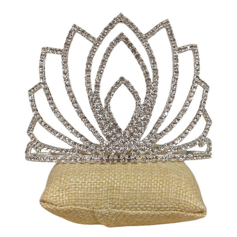 60756 MEDIUM SILVER RHINESTONE ABSTRACT TIARA