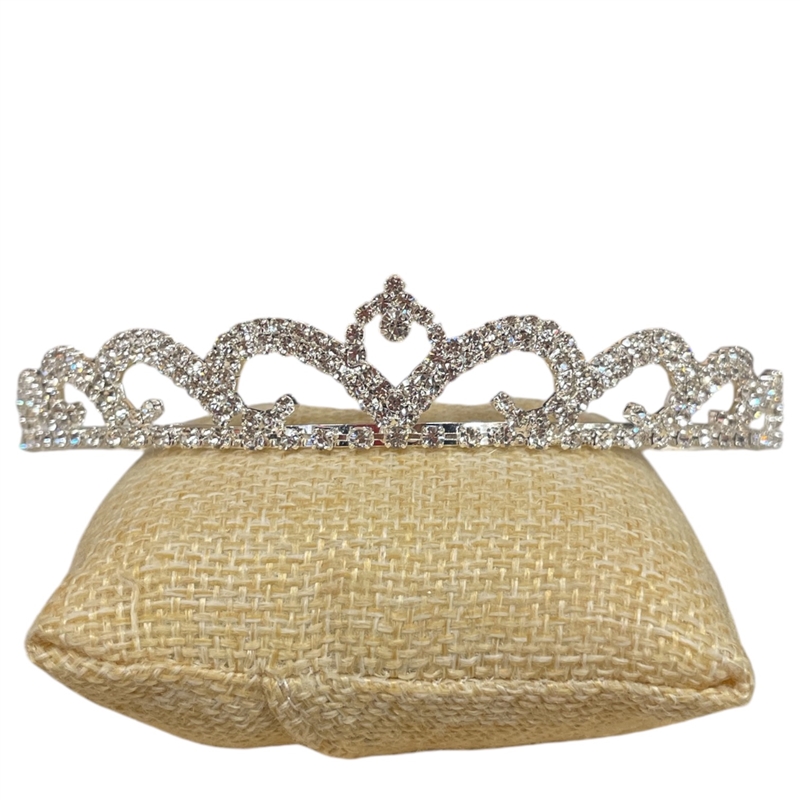 60761 SHORT RHINESTONE SILVER WAVES TIARA
