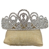 60769 CLEAR RHINESTONE FLORAL SILVER TIARA