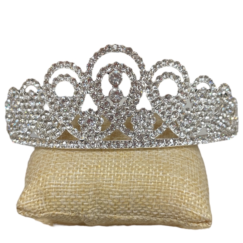 60769 CLEAR RHINESTONE FLORAL SILVER TIARA