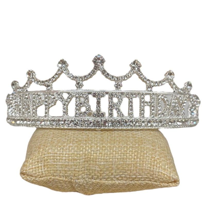 60775 SHORT HAPPY BIRTHDAY SILVER TIARA