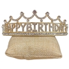 60775 RHINESTONE SHORT HAPPY BIRTHDAY GOLD TIARA