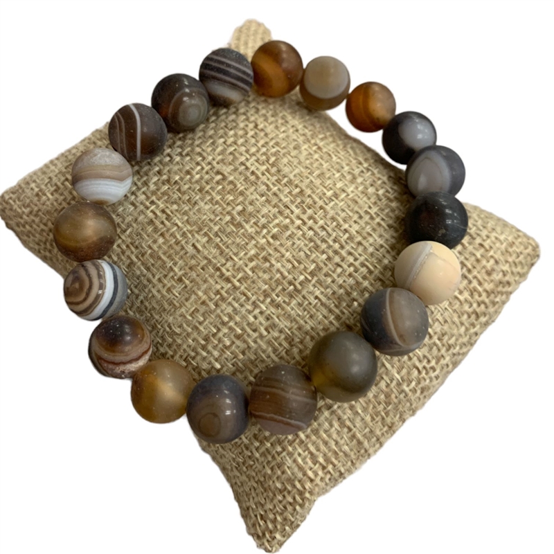 607BWM 10MM BROWN MULTI SEMI PRECIOUS STONE  BRACELET