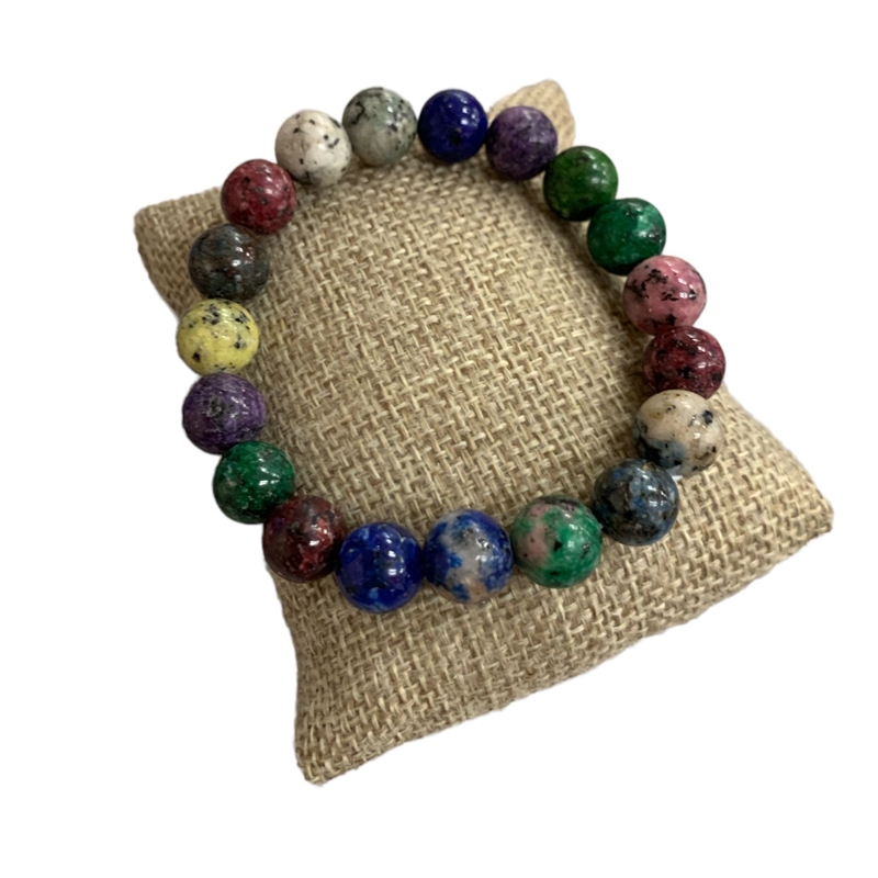 608MTL 10MM  MULTI SEMI PRECIOUS STONE BRACELET