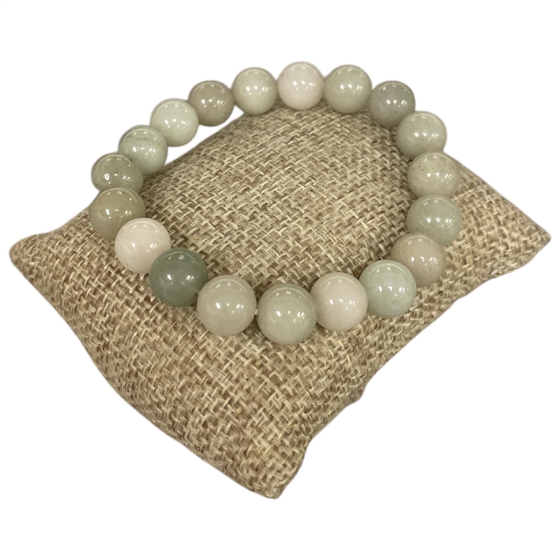 6191GN  10MM SHINY LIGHT GREEN  SEMI-PRECIOUS STONE BRACELET