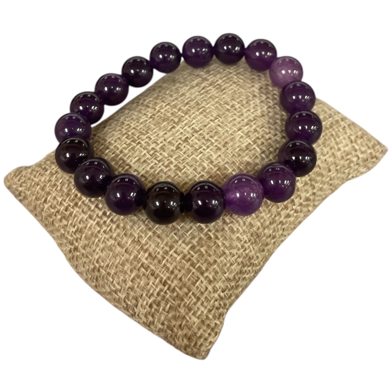 6192PP 10MM SHINY PURPLE SEMI-PRECIOUS STONE BRACELET