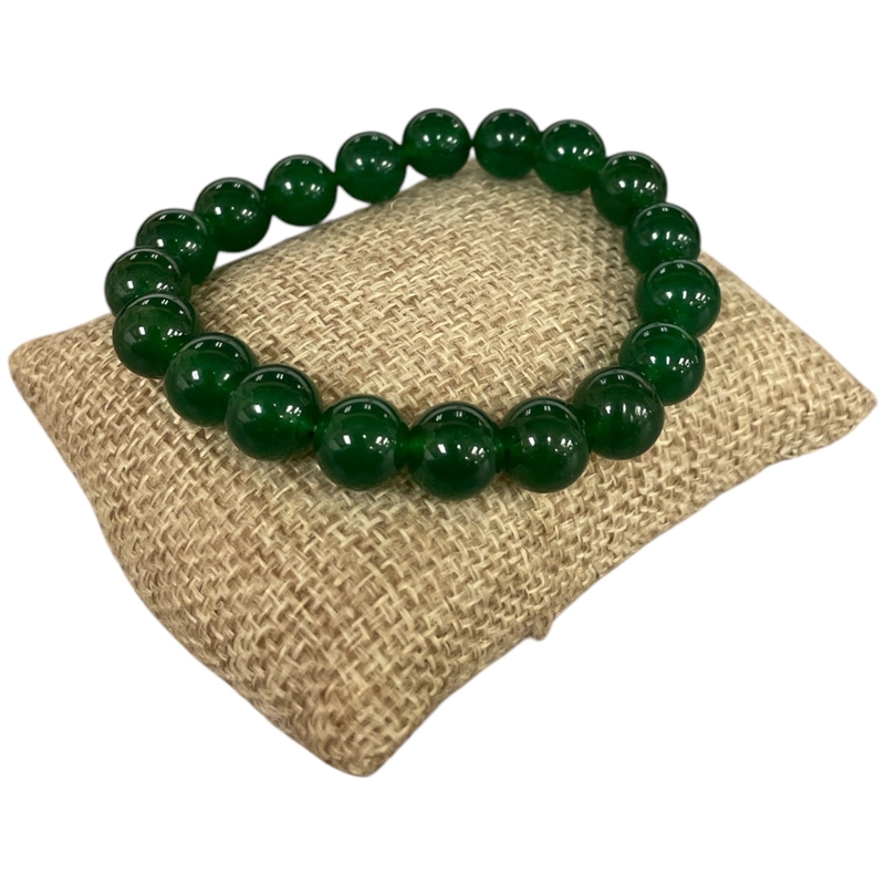 6193EM 10MM SHINY EMERALD GREEN SEMI-PRECIOUS STONE BRACELET