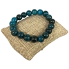 6195DB 10MM SHINY DARK BLUE SEMI-PRECIOUS STONE BRACELET