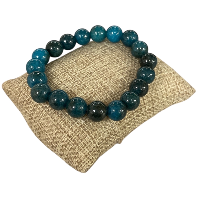 6195DB 10MM SHINY DARK BLUE SEMI-PRECIOUS STONE BRACELET
