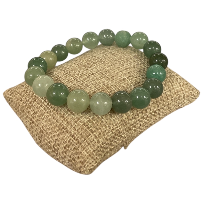 6195OE 10MM SHINY LIGHT OLIVE SEMI-PRECIOUS STONE BRACELET