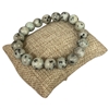6196W  10MM SHINY KIWI SEMI-PRECIOUS STONE BRACELET