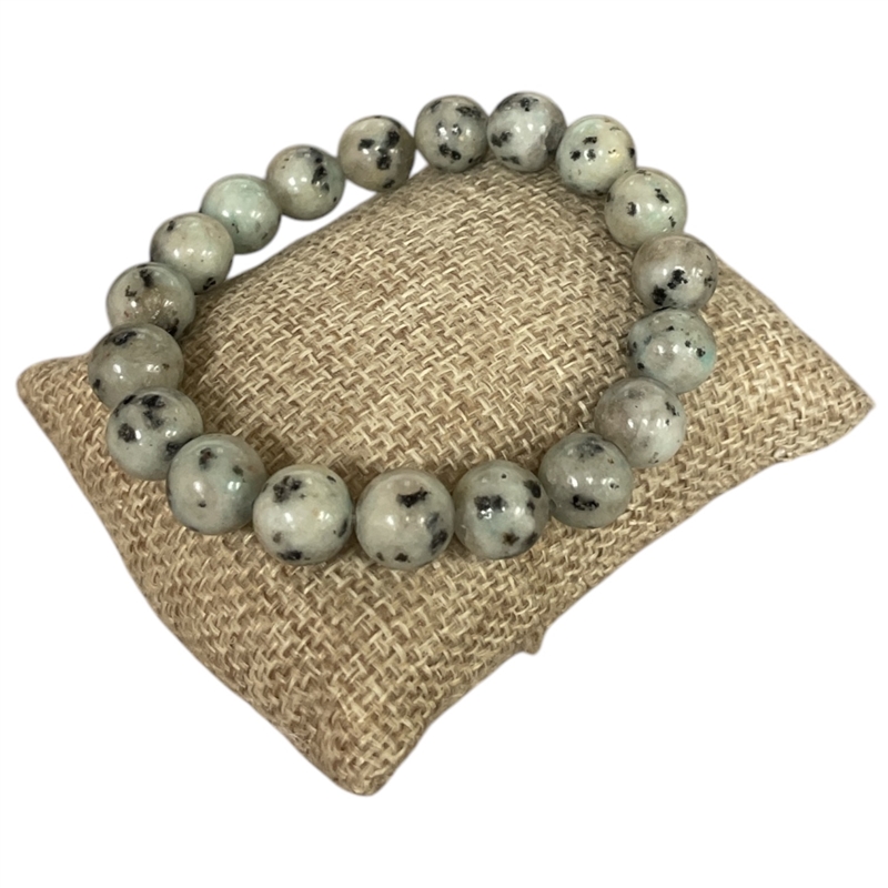 6196W  10MM SHINY KIWI SEMI-PRECIOUS STONE BRACELET