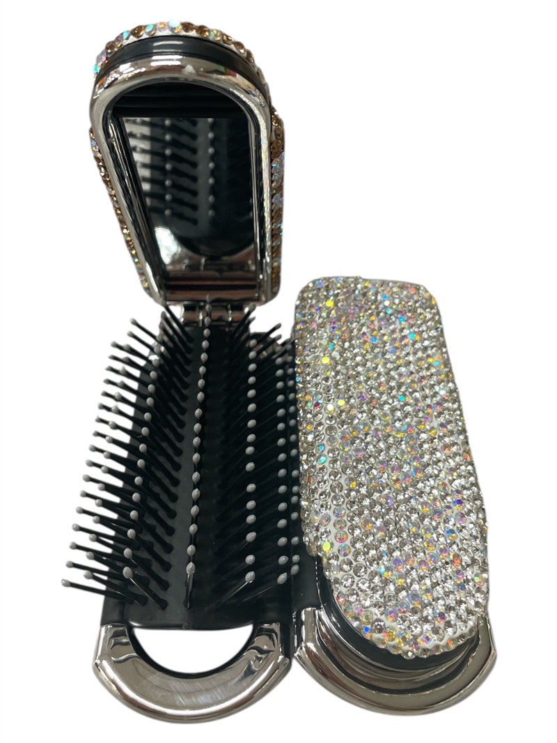 622AB AB SILVER  RHINESTONE  BRUSH & MIRROR