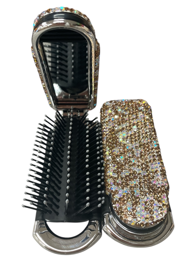 622BN   BROWN RHINESTONE  BRUSH & MIRROR