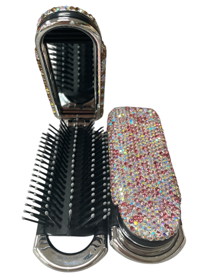 622PK   PINK  RHINESTONE  BRUSH & MIRROR