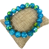 624BG 10MM BLUE GREEN MIX  SEMI- PRECIOUS STONE BRACELET