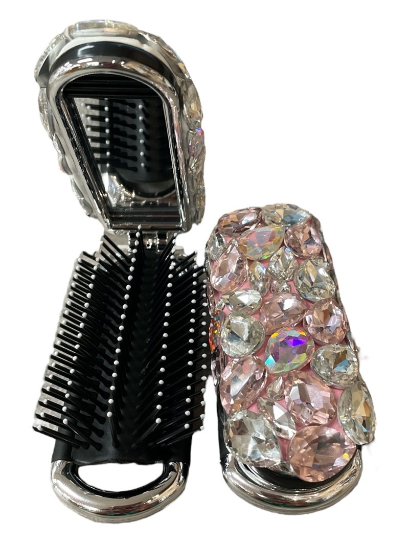 625P  PINK  STONE  BRUSH & MIRROR