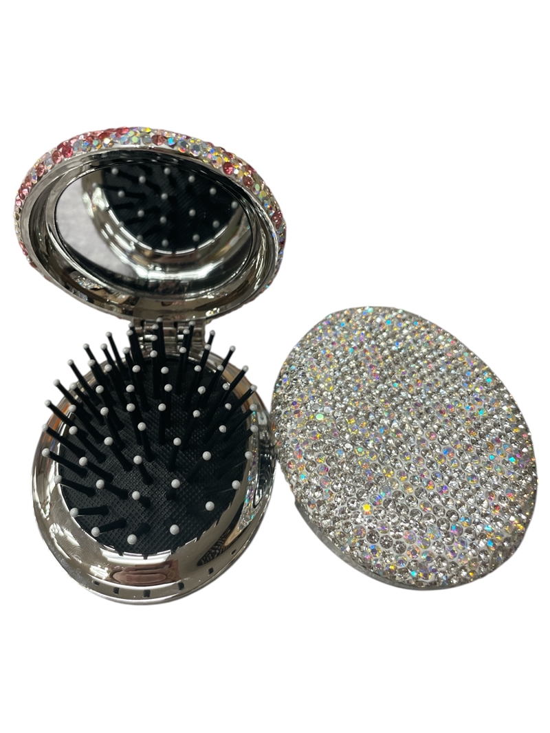 626BN   AB SILVER  RHINESTONE  BRUSH & MIRROR