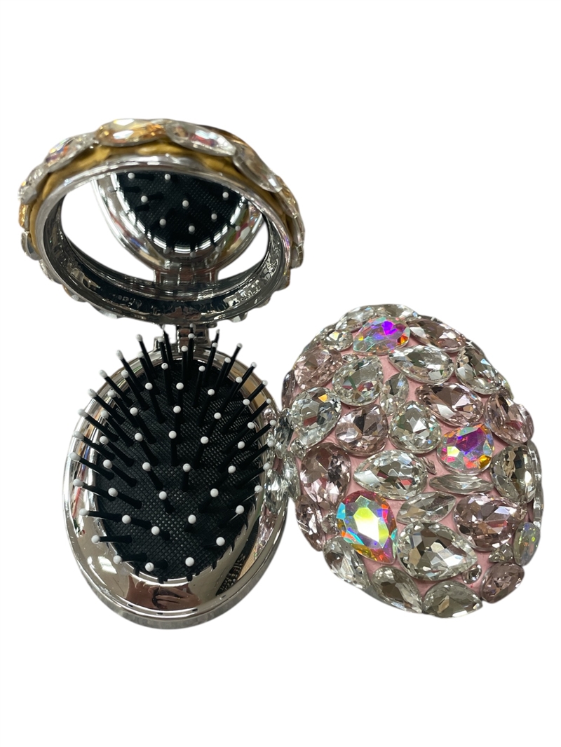 627P  PINK STONE BRUSH & MIRROR