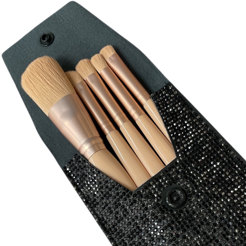 628BK PLAIN BLACK TRAVEL MAKE UP BRUSH SET