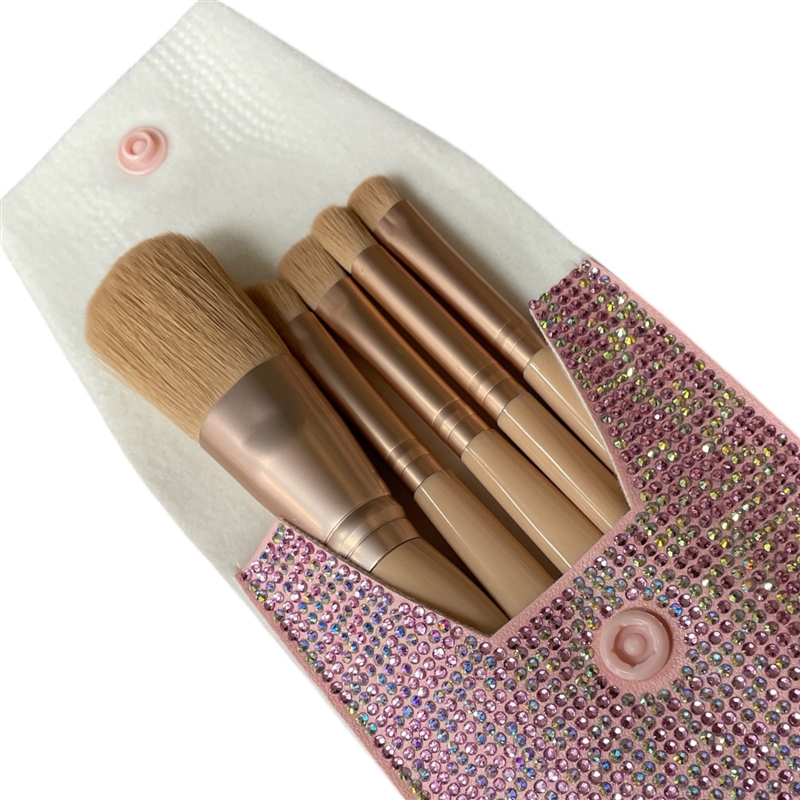 628PK PLAIN PINK TRAVEL MAKE UP BRUSH SET