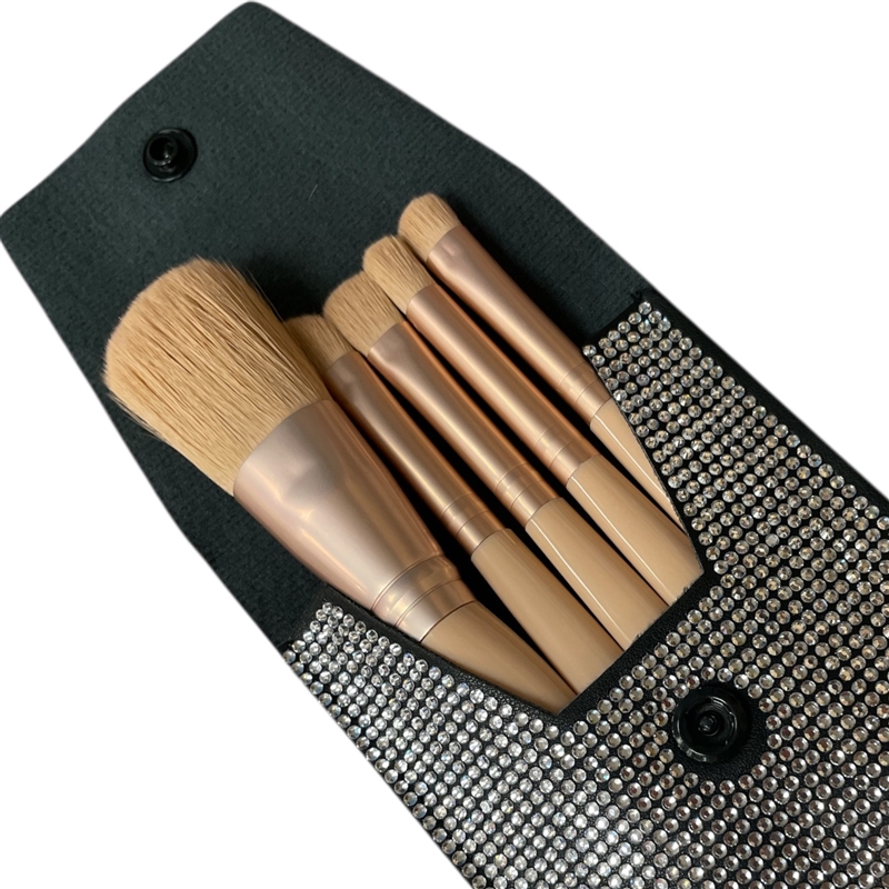 628SL PLAIN CLEAR SILVER TRAVEL MAKE UP BRUSH SET