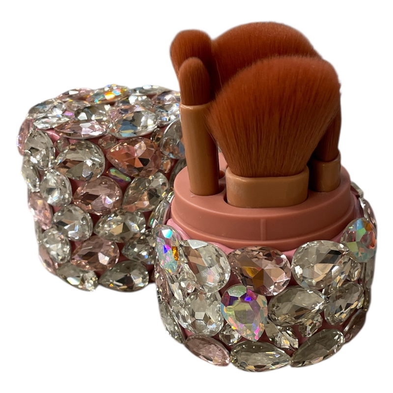 629PK CRYSTAL PINK TRAVEL MAKE UP BRUSH SET