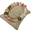 634CP 10MM CLEAR & PEACH  SEMI- PRECIOUS STONE BRACELET