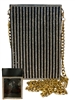 6501 BLACK AND SILVER RHINESTONE PHONE & CARD HOLDER CROSS BODY BAG
