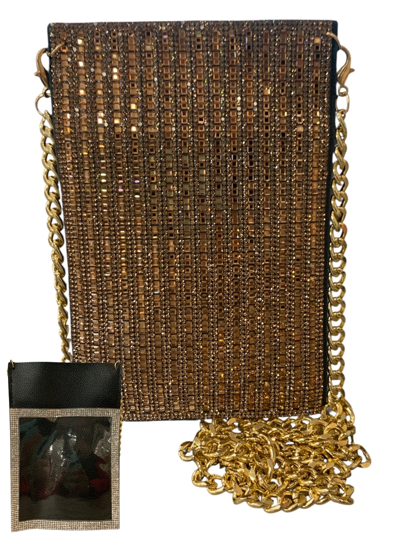 6502 TOPAZ SQUARE RHINESTONE PHONE & CARD HOLDER CROSS BODY BAG