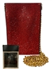 6506 RED RHINESTONE PHONE & CARD HOLDER CROSS BODY BAG