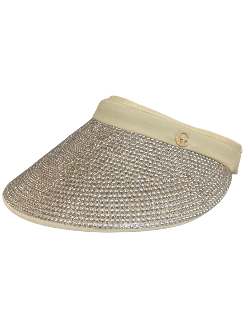 680LCM  CREAM  BLING VISOR CAP