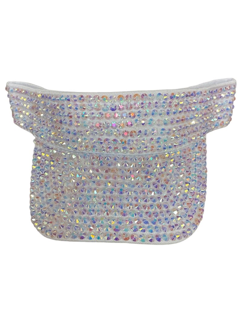 680OAB  WHITE AB  BLING VISOR CAP