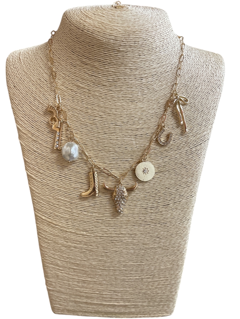 695CW   COWGIRL CHARMS SHORT NECKLACE