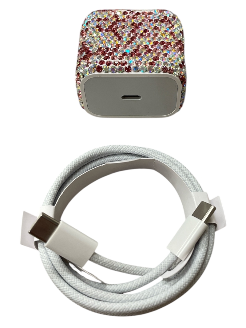 695PI PINK RHINESTONES USB-C TO C  CHARGER