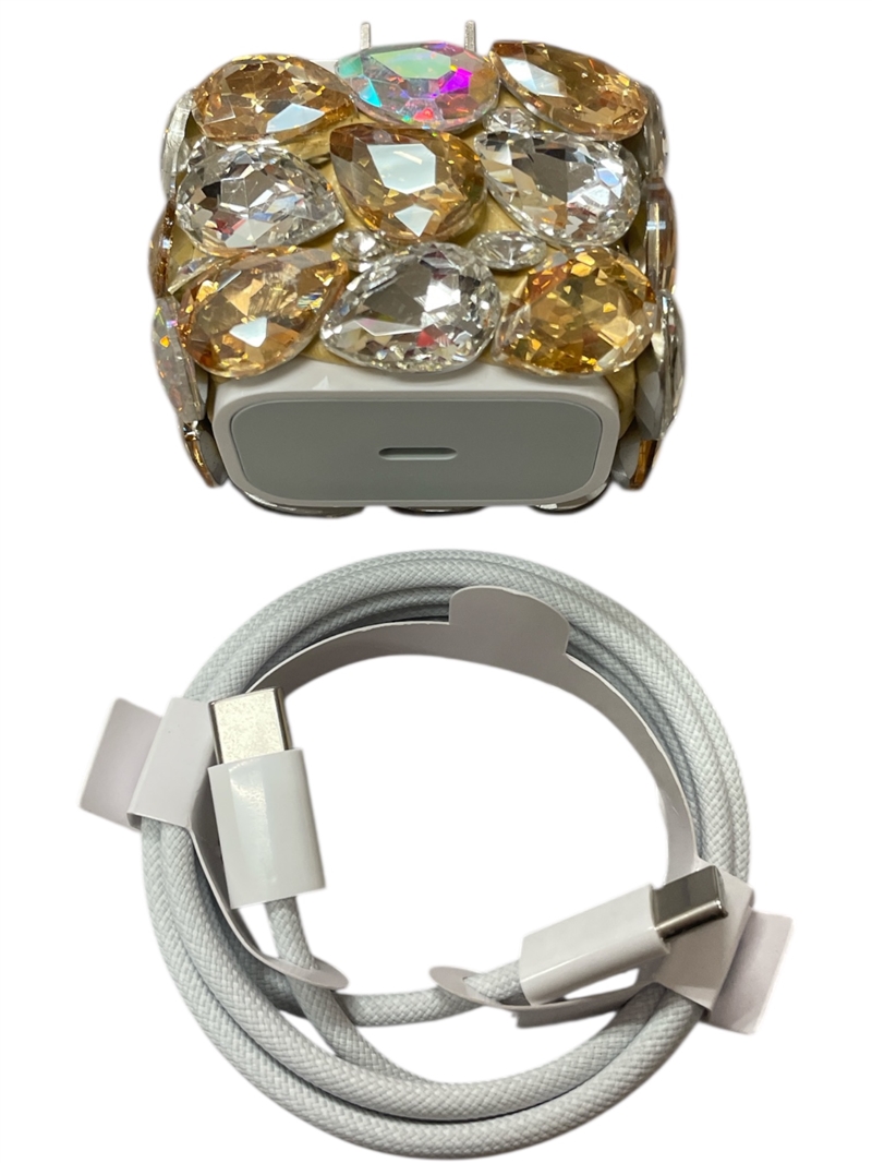 696B  BROWN CRYSTAL STONE USB-C TO C CHARGER